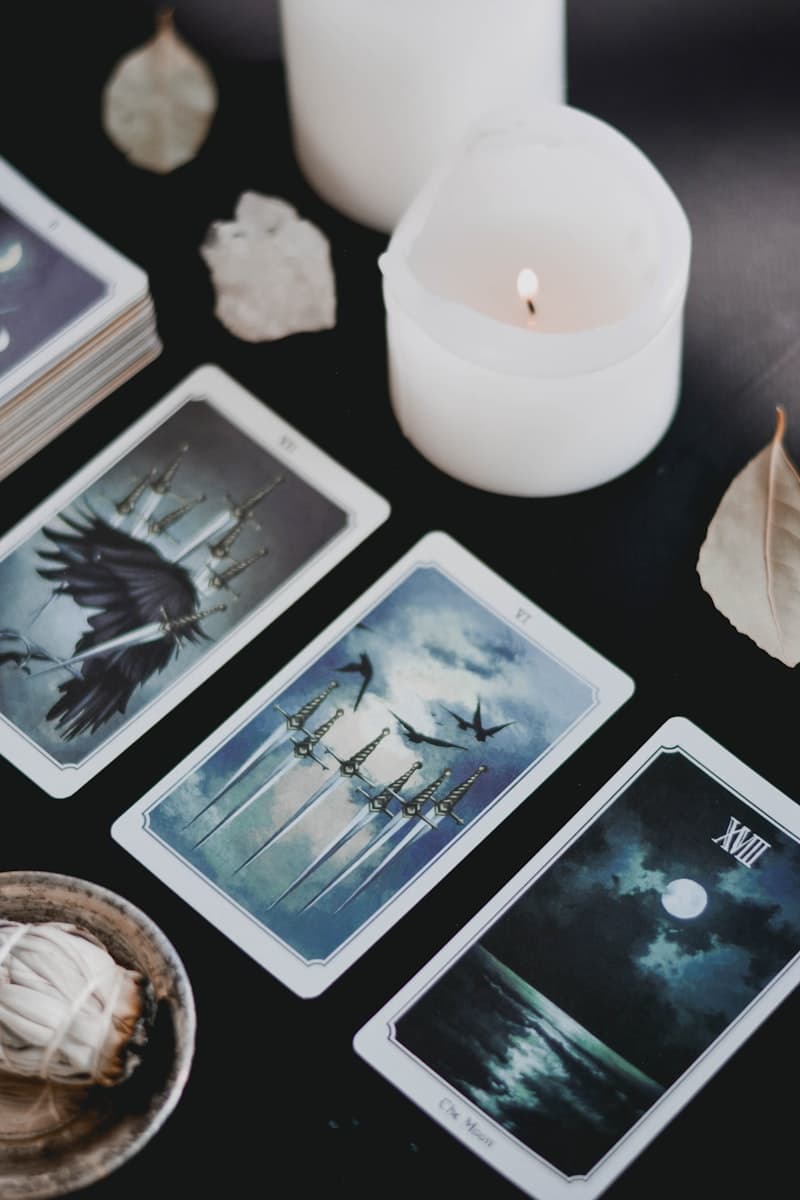 Tarot cards and candle for divination reading